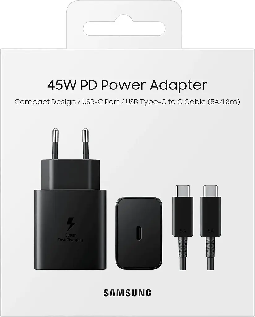 Зарядний пристрій Samsung 45Вт USB-С PD PPS, кабель USB-C USB-C, 1.8м, чорний (EP-T4511XBEGEU) - фото 5