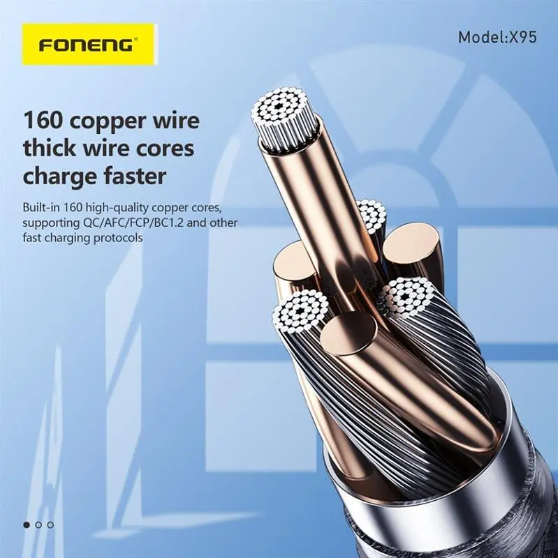 Кабель Foneng X95 Metal Head Braided Cable USB-C - Lightning (M/M) PD20W, 1.2 м, Чорний (X95-CA-TCIP) - фото 3