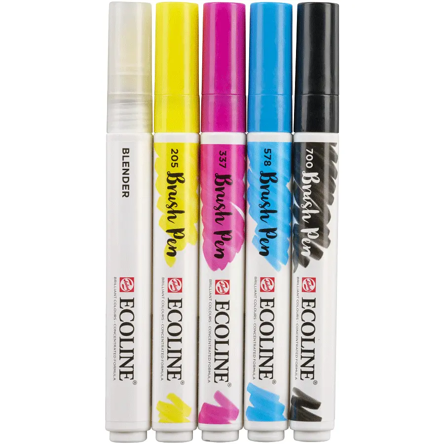 Набор кистей-ручек Royal Talens Ecoline Brushpen PRIMARY X 5 шт. - фото 2