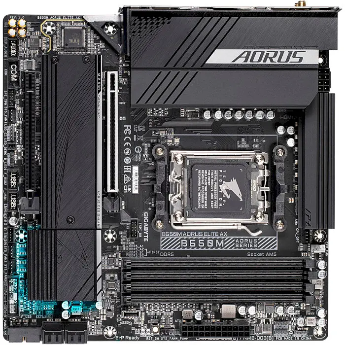 Материнская плата Gigabyte B650M AORUS ELITE AX (B650M AORUS ELITE AX) (Socket AM5, AMD B650, Micro-ATX) Б/у - фото 2