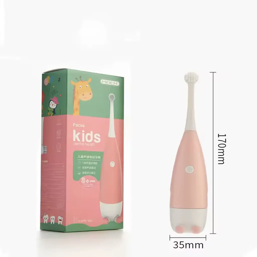 Дитяча електрична зубна щітка Пінгвінчик Focus Kids. Рожева - фото 6