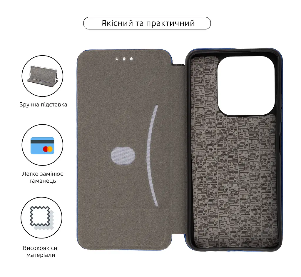 Чехол-книжка для ZTE Nubia V60 Design, G-Case, синий, кожаный чехол-книга из экокожи (PU) и TPU, с магнитом, с подставкой и вместительным кардхолдером, противоударный, защита всего корпуса, ArmorStandart (ARM79000) - фото 3