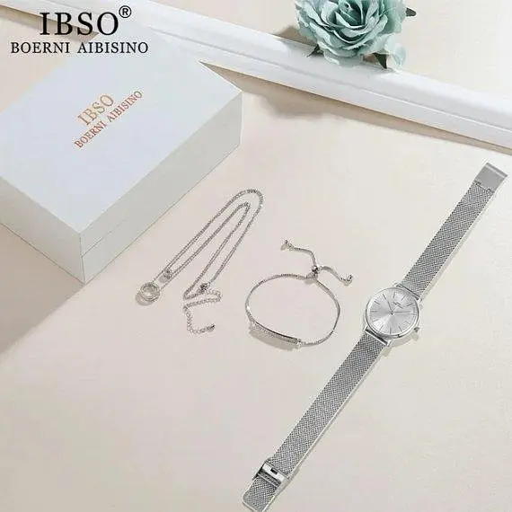 Жіночий наручний годинник Baosaili BOX IBSO в наборі (Сріблясті) - фото 3