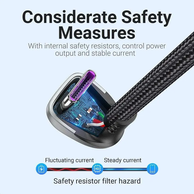 Кабель Vention USB 2.0 A Male to USB-C Male U-Shaped 5A Cable Aluminum Alloy Type 1.5m Black (COHHG) - фото 4