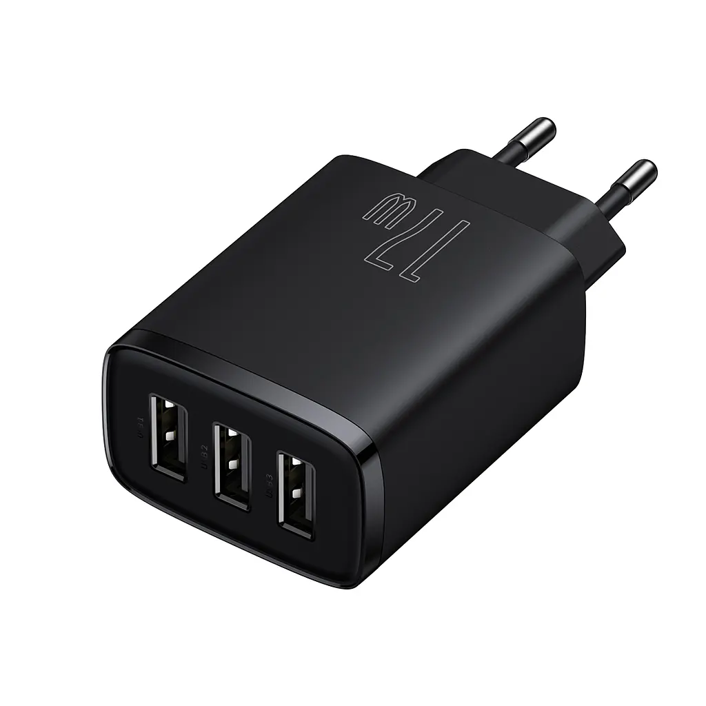 Мережевий зарядний пристрій Baseus Compact Charger 3U 17W 3USB Black (CCXJ020101) [74463] - фото 2