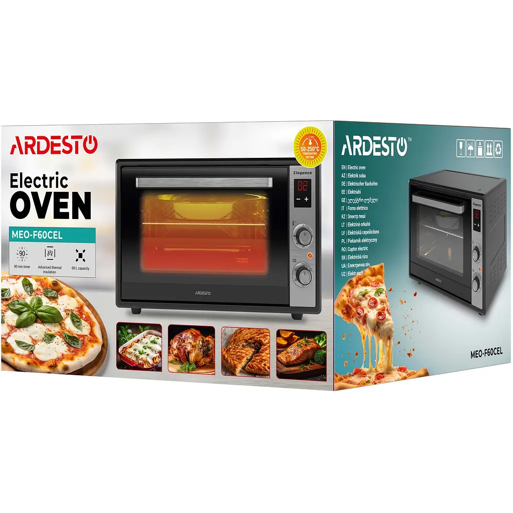 Печь электрическая Ardesto Elegance, 60 л, 2000 Вт, электр., конвенция, двойное стекло, черный - фото 11