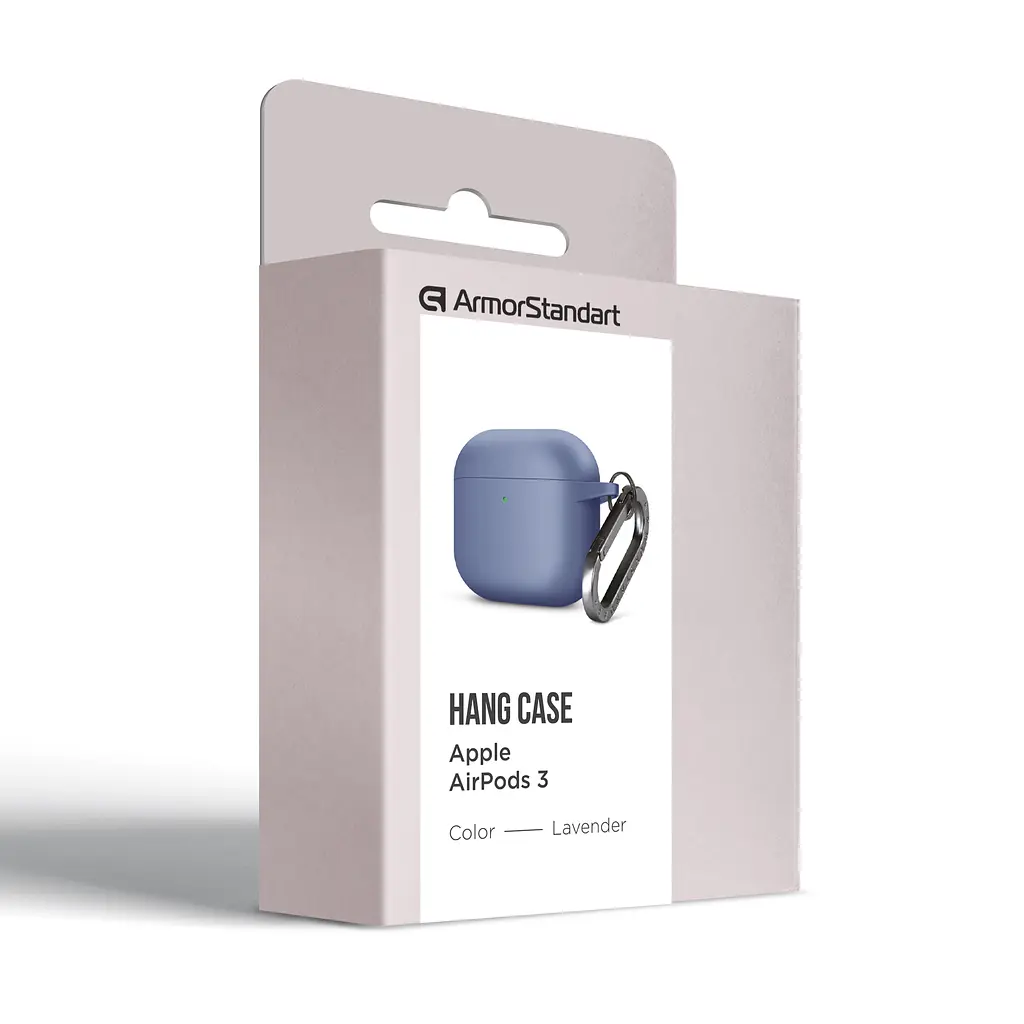 Силіконовий чохол для навушників Apple AirPods 3, Hang Case, фіолетовий, ультратонкий захисний кейс товщиною 2 мм, захист від подряпин, пилу та ударів, компактний, з карабіном для кріплення, ArmorStandart (ARM60311) - фото 8