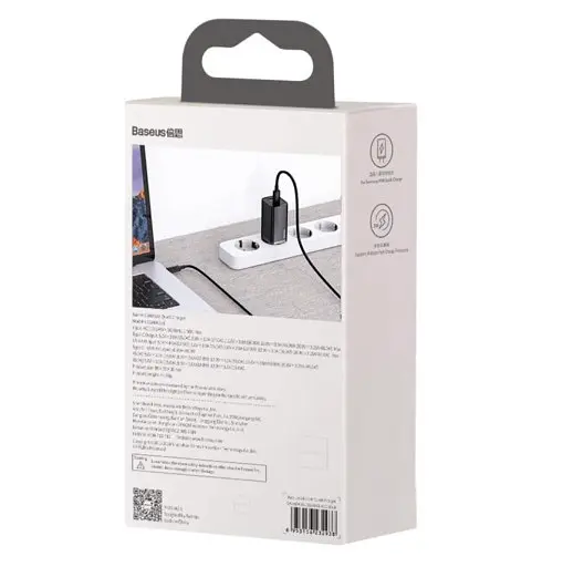 Мережевий зарядний пристрій Baseus GaN Lite 65 W 1 USB + Type-C (CCGAN2L-B01) чорний - фото 5