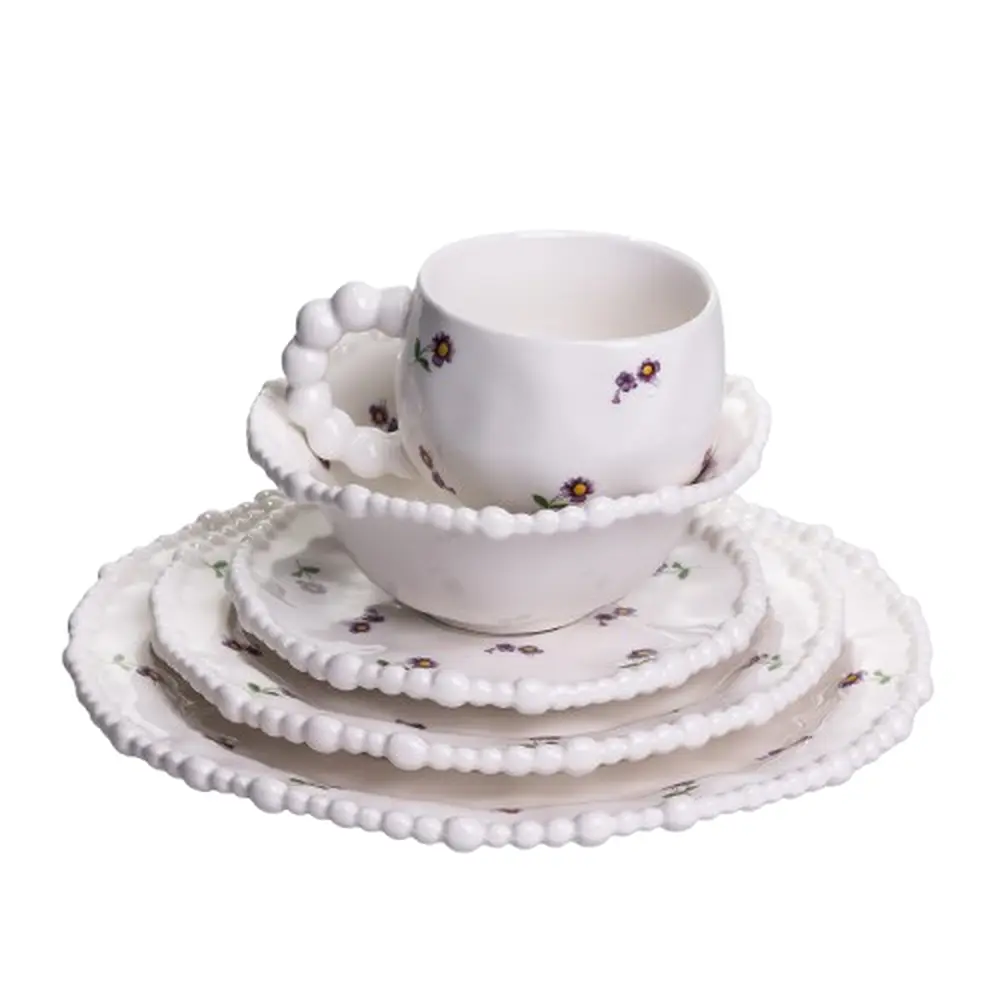 Столовый набор посуды тарелок и чашек 32 предмета на 6 персон Pearl фарфоровый Yiwu YY78-4A - фото 3
