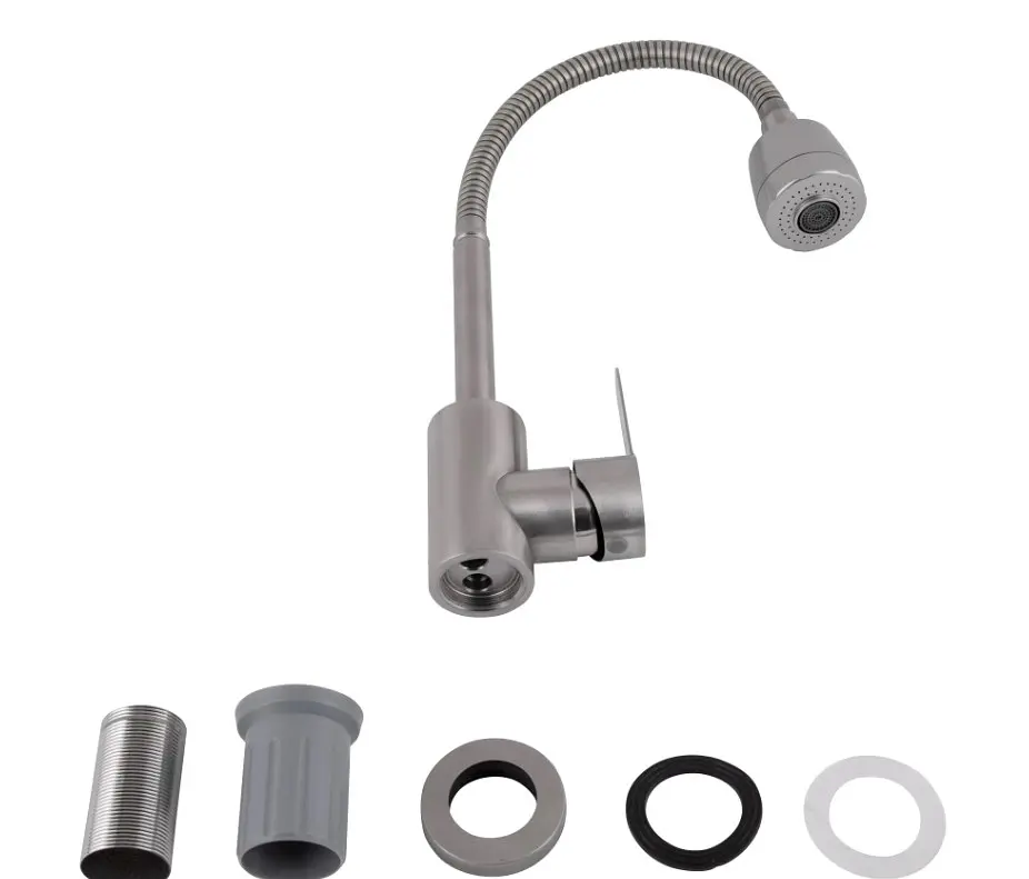 Змішувач для кухні Brinex Pure 015F41 з гнучким виливом Nickel BRIPUR015F41NKL - фото 4