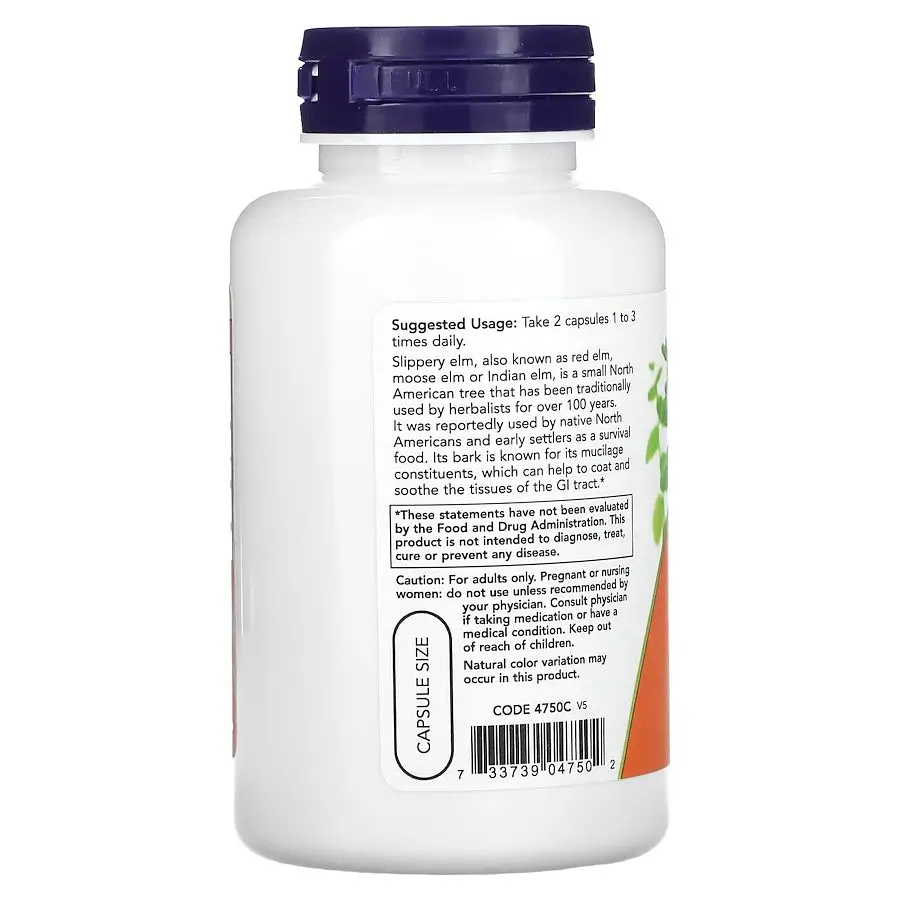 Натуральна добавка NOW Slippery Elm 400 mg, 100 вегакапсул - фото 3