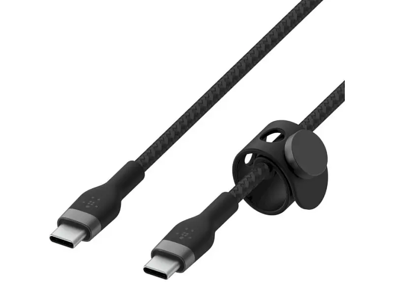Кабель USB Type-C Belkin USB-C to USB-C Braided Silicone 1m Black (CAB011BT1MBK) - фото 2