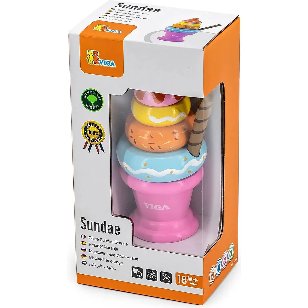 Пірамідка Viga Toys Морозиво дерев'яна рожева (51321) - фото 2