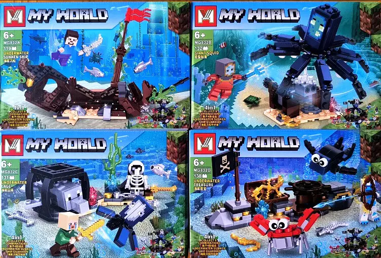 Конструктор 4 в 1 My World MG832D Minecraft ігровий набір Underwater Treasure Підводні скарби 138 деталей - фото 3