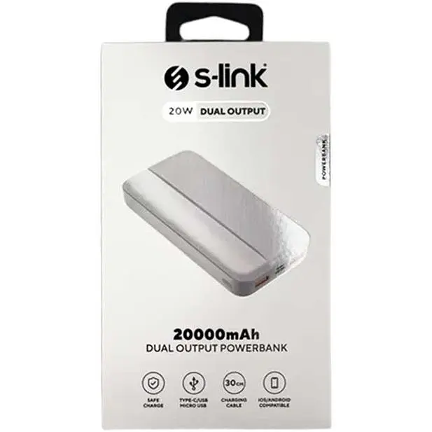 Зовнішній акумулятор (павербанк) S-link P201 20000 mAh White - фото 2