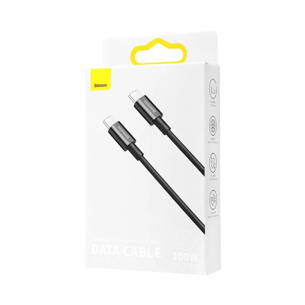 Кабель Baseus Superior Series Fast Charging Type-C to Type-C PD 100W (2m) black (CATYS-C01) - фото 3