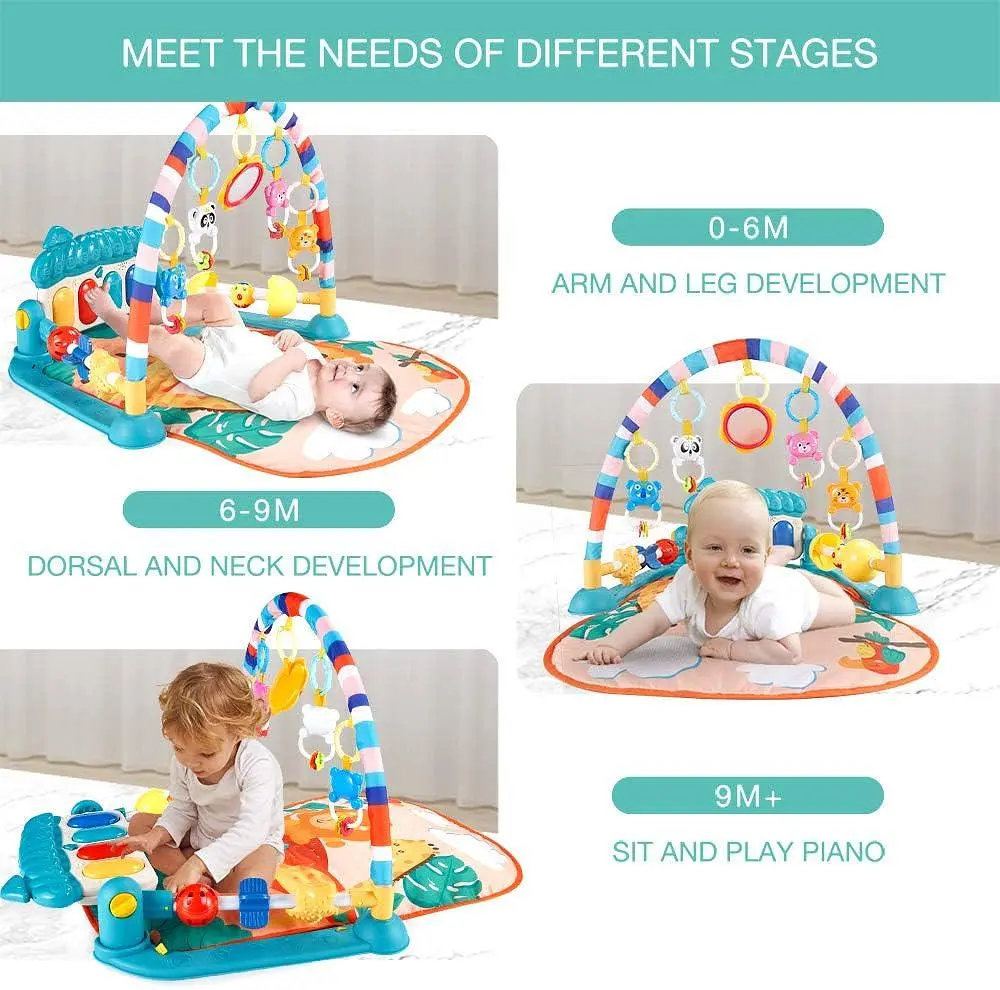 Музыкальный центр активности Baby Gyms Play Mats Kick&Play Piano Gym Tummy Time — Мягкий коврик для новорожденных - фото 2
