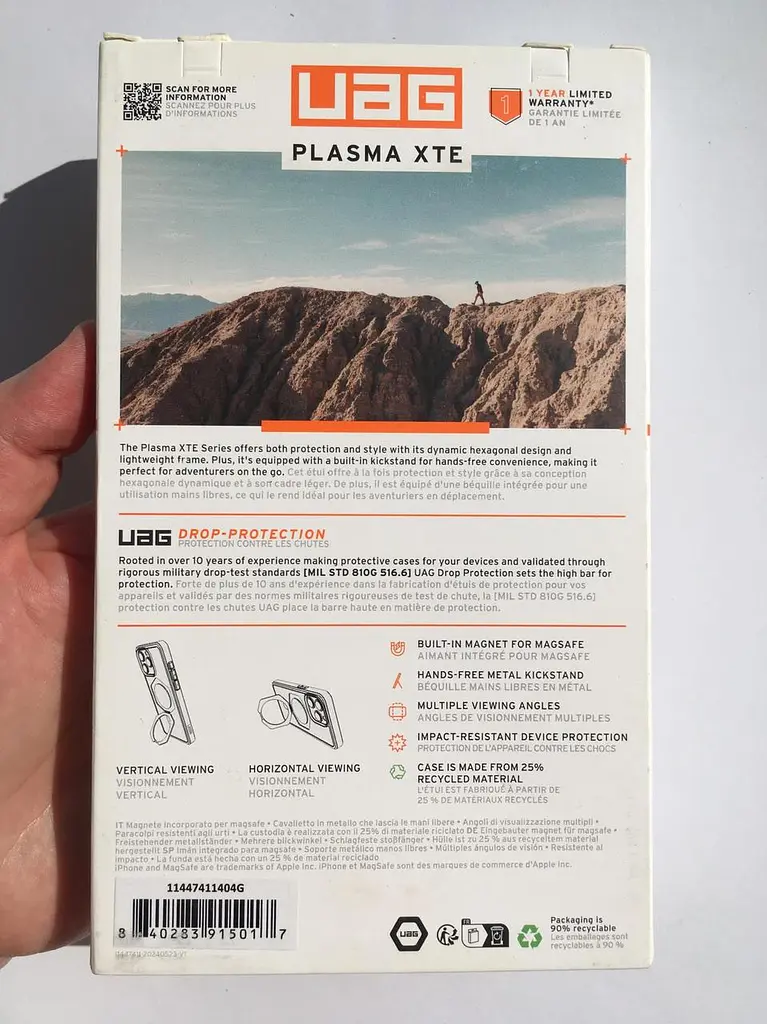 Оригінальний протиударний чохол для iPhone 16 Pro UAG Plasma XTE MagSafe Black 11447411404G з підставкою - фото 4