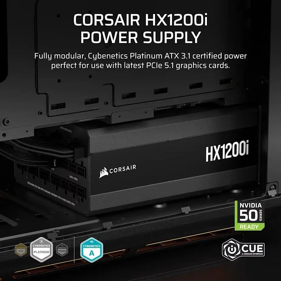 Блок живлення Corsair HX1200i PCIE5 1200W ATX 3.1 80+ Platinum (CP-9020307-EU) - фото 10