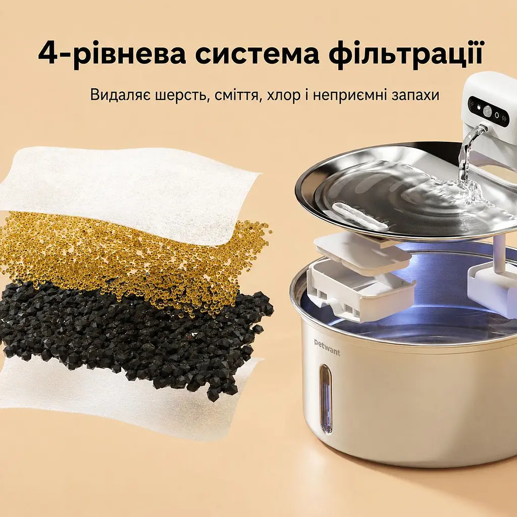 Поїлка автоматична для домашніх тварин Petwant W12-SE1 3.2L з датчиком руху на акумуляторі металічна - фото 6