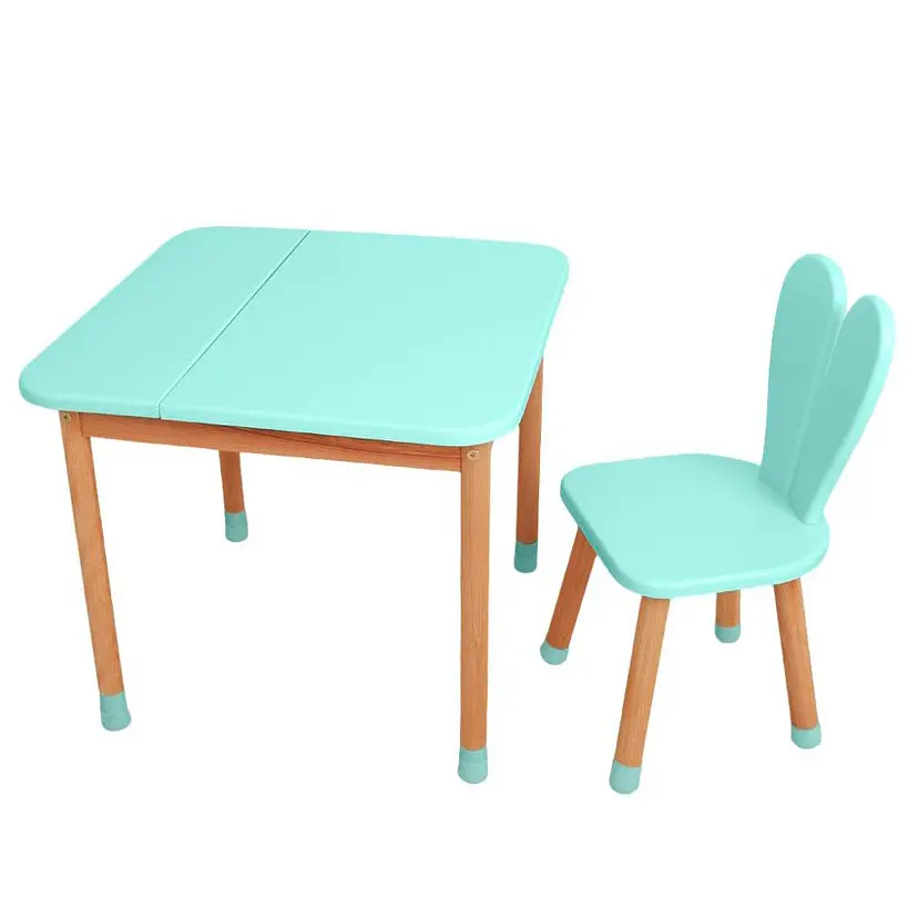 Столик со стулом "Зайка" 04-025B-BOX с ящиком, бирюзовый 60х60 см - фото 2