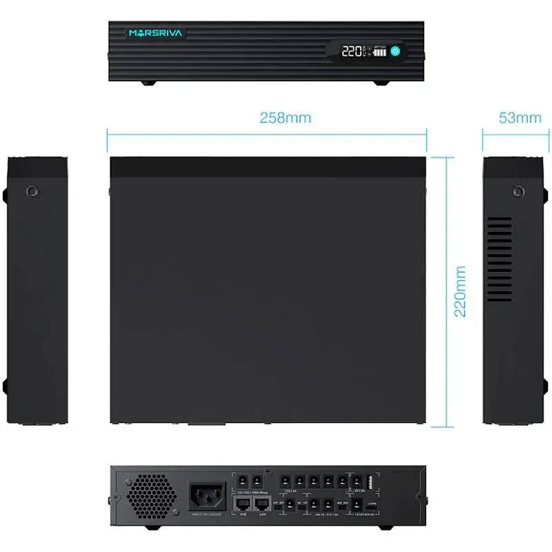 ИБП Marsriva DC UPS KP9 Pro 240VAC 12xDC+PoE24VGigabit1A+USB, 14V/16V/19V/24V/48V/53V 100W 24000mAh - фото 3