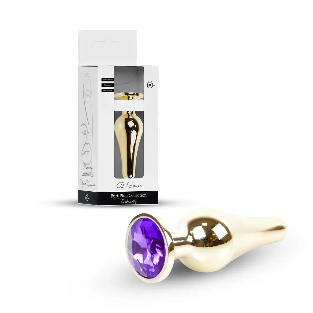 Анальна пробка B - Series HeavyFun Gold, 9.5 см (фіолетовий) - фото 7