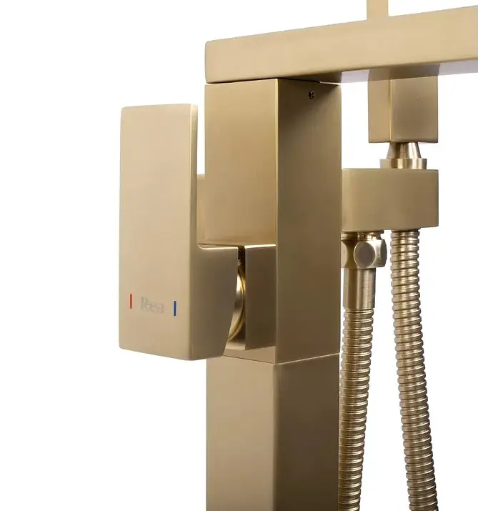 Змішувач для ванни Rea Tery brushed gold підлоговий REA-B5307, Золотий - фото 3