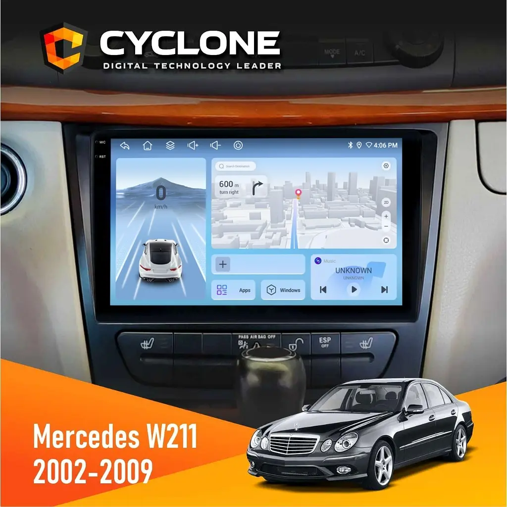 Штатна магнітола Mercedes-Benz E-Class (W211) 2002-2009 Cyclone C9-012 4x64 DSP 4G Cyclone (НФ-00007344)