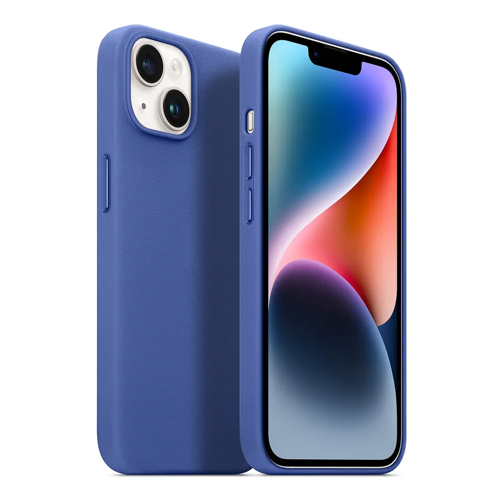 Кожаный чехол-панель для Apple iPhone 14 Plus, FAKE Leather Case, синий, искусственная кожа, премиальный, противоударный, защита всего корпуса, с мягкой подкладкой, поддержка MagSafe и беспроводной зарядки, ArmorStandart (ARM64458) - фото 3