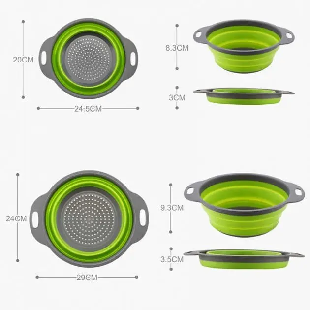 Друшляк силіконовий складаний великий + маленький Collapsible filter baskets - фото 6