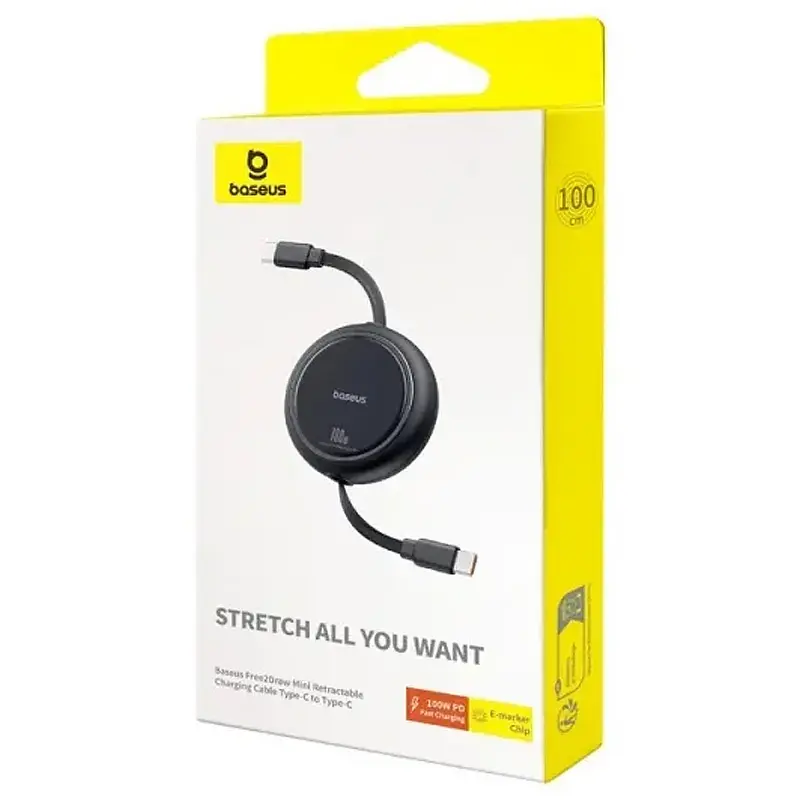 Дата кабель Baseus Free2Draw Mini Retractable Type-C to Type-C 100W (1m) (P10364500) Cluster Black - фото 4