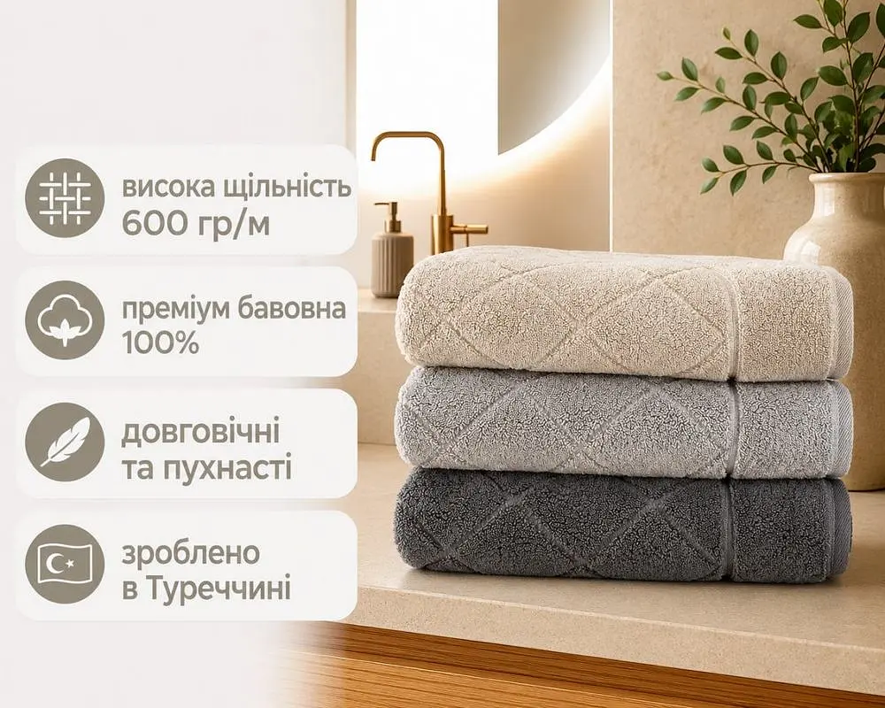 Набір турецьких махрових рушників Cestepe MicroCotton Premium 3 штуки 70x140 Eva 2 щільність 600 г/м2 - фото 2