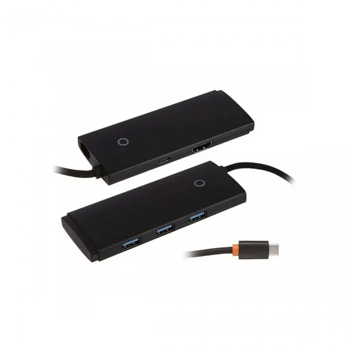 Хаб Baseus Lite Series 5-Port Type-C HUB Docking Station Type-C to HDXiaomi+USB3.0*3+PD WKQX040001 Black - фото 3
