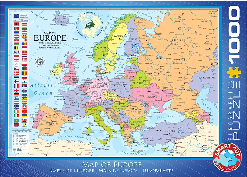 Пазл EuroGraphics Мапа Европи 1000 елементів (6000-0789) - фото 3