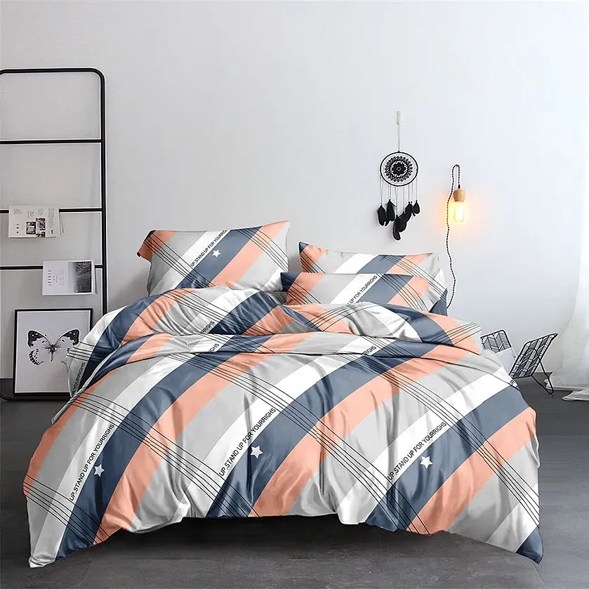 Покривало стьобане Home Line Мікрофібра діагональ біла 210x220 см синє (175486) - фото 2