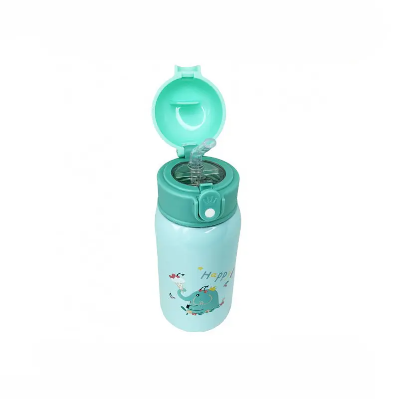 Термос-поїльник з силіконовою трубочкою MGZ-0318(Turquoise) чашкою, в чохлі з ремінцем, 550 мл - фото 3