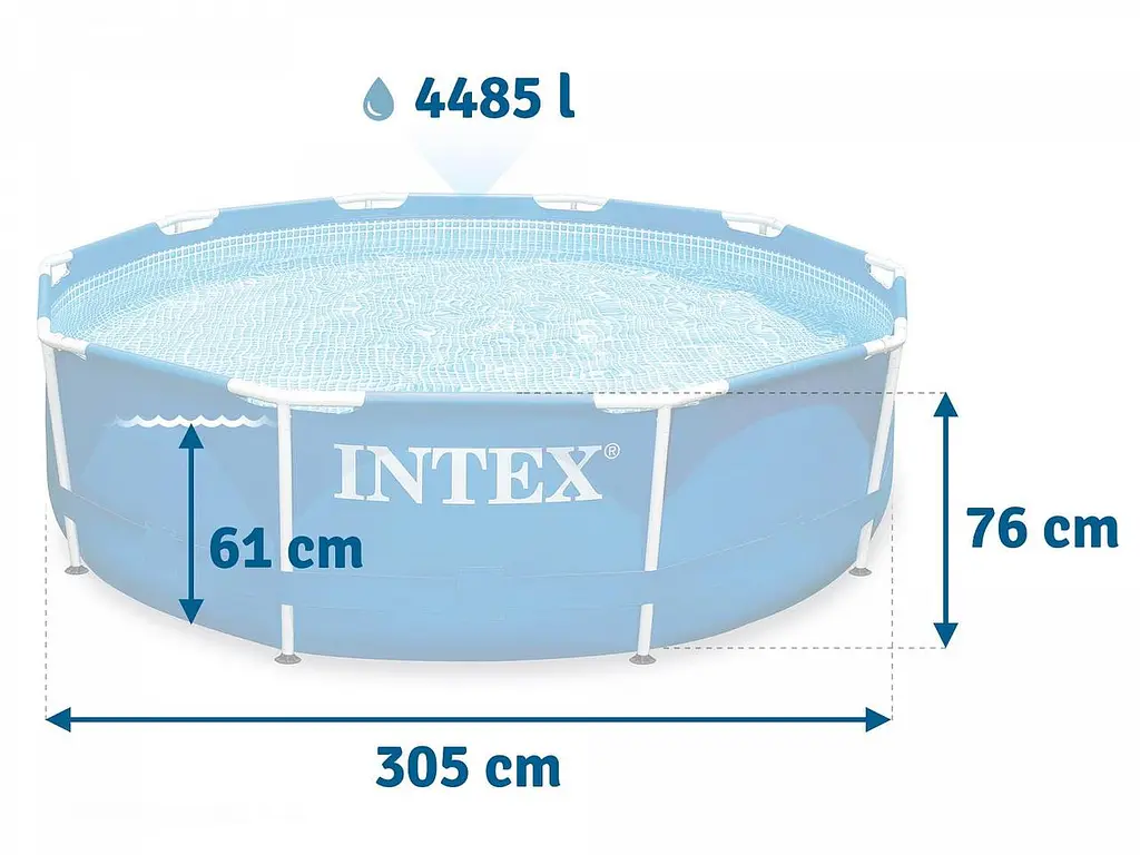 Басейн Каркасний Круглий для всієї родини Intex Блакитний 305 x 76 см - фото 8