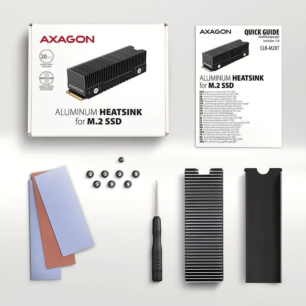 Радиатор з пасивним охолодженням для накопичувачив AXAGON CLR-M2XT heatsink for M.2 SSD - фото 5