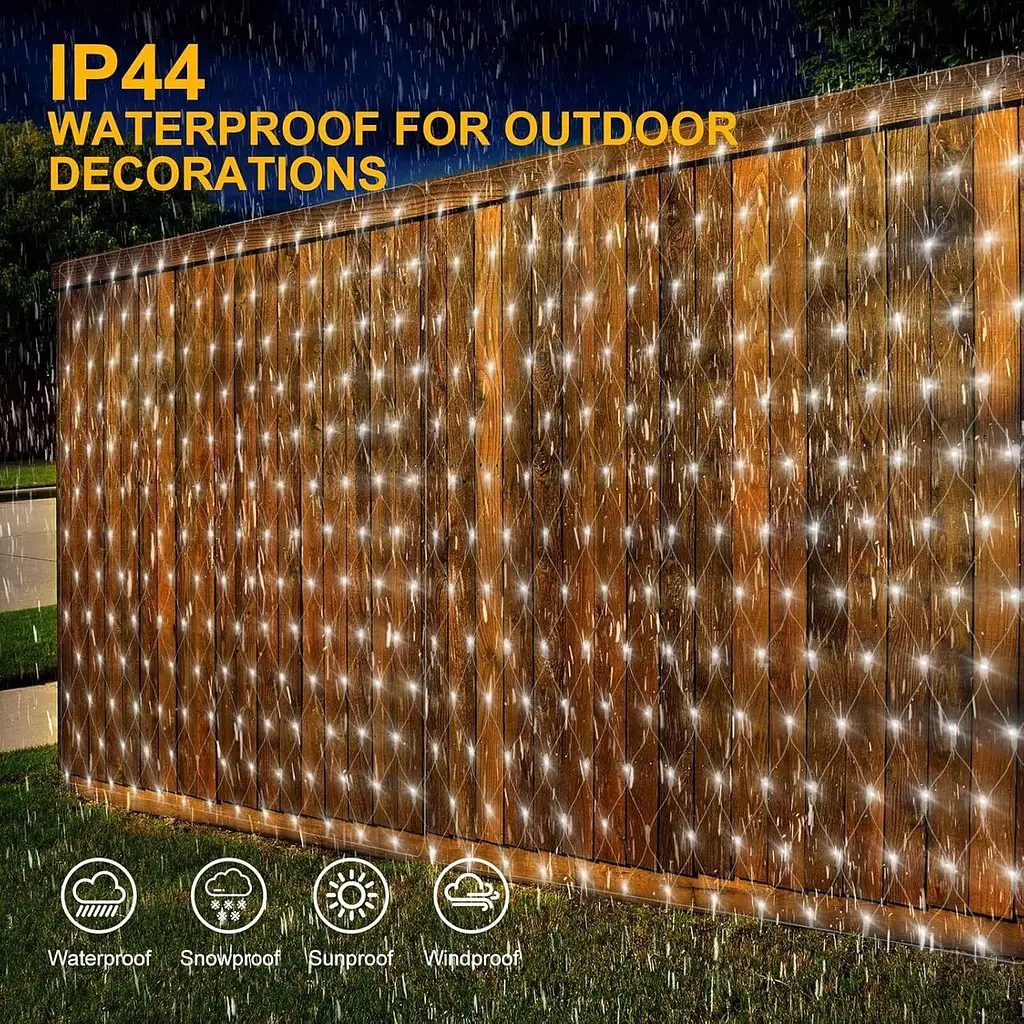 6X2M 300LEDs Великі сітчасті вогні на відкритому повітрі для кущів Підключення, на відкритому повітрі сітка Сітчасте світло - фото 6