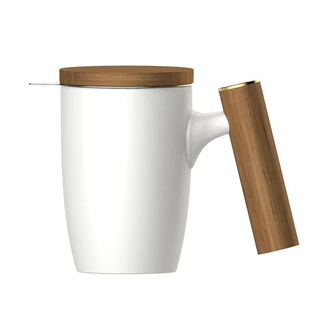 Чашка-заварник Wooden Brew Mug TM450-05A, 450 мл - Білий - фото 9