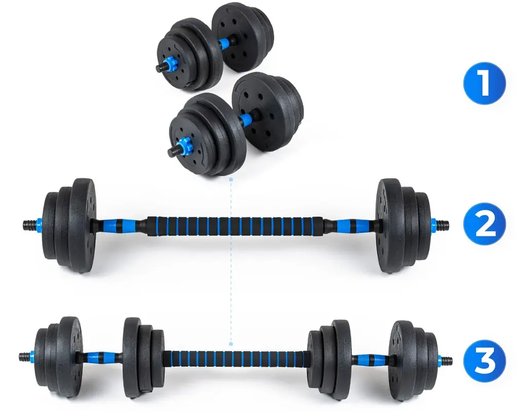 Гантелі розбірні бітумні THUNDER GYM-02 зі з'єднувачем для штанги, 2 x 10 кг (GYM-02) - фото 9