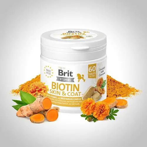 Вітаміни для собак Brit Vitamins Biotin Skin & Coat Care для шкіри та шерсті 60 таблеток - фото 2