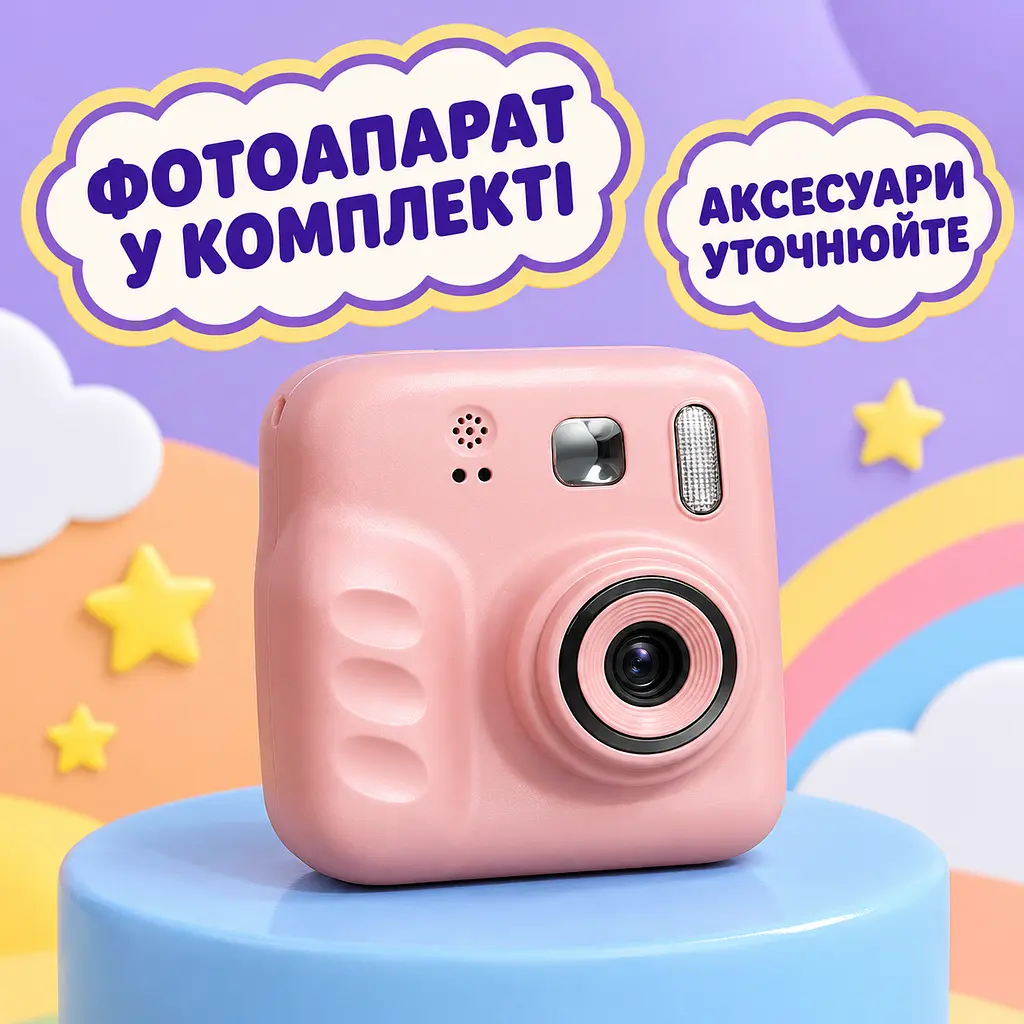 Детский фотоаппарат Camera с моментальной печатью черно-белых фото и экраном розовый (52836223) - фото 6