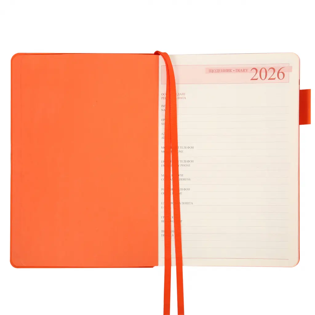 Дневник-деловая записная книжка А5 Leo Planner Binario 2026 мягкий оранжевый 368 страниц (252641) - фото 4
