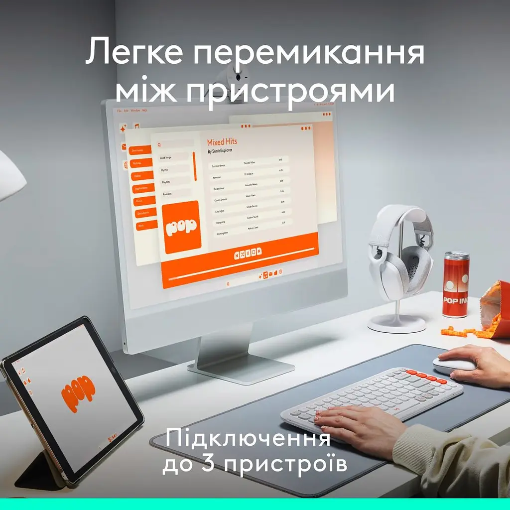 Комплект клавіатура та миша Logitech POP Icon Combo Bluetooth UA Rose [920-013142] [121100] - фото 9