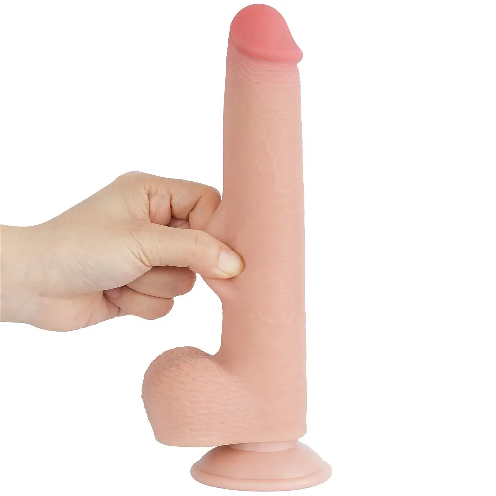 Фалоімітатор LoveToy Sliding-Skin Dual Layer Dong 22 см тілесний - фото 4