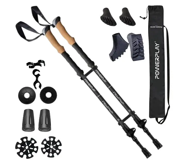 Трекінгові палиці PowerPlay 9110 Friluftsliv Black/White 80-135 см (пара) + 2-ві пари чобітків + чохол (PP_9110_Friluftsliv) - фото 2