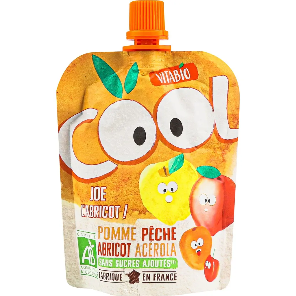 Набор: Органическое пюре Vitabio Cool Fruits с яблоком, персиком и абрикосом 180 г (90 г x 2 шт.) - фото 2