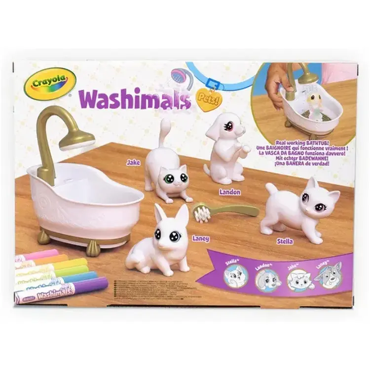 Набір для творчості Crayola Washimals Гламурні улюбленці з ванною,  4 тваринки та 6 фломастерів (74-7453) - фото 4